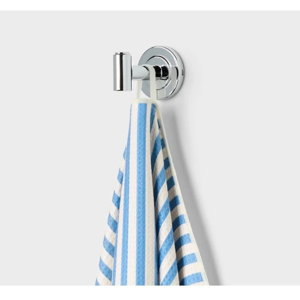 Pair of Blue White Stripe Bath Towel Cotton Blend Quick‎ Dry Soft Absorbent